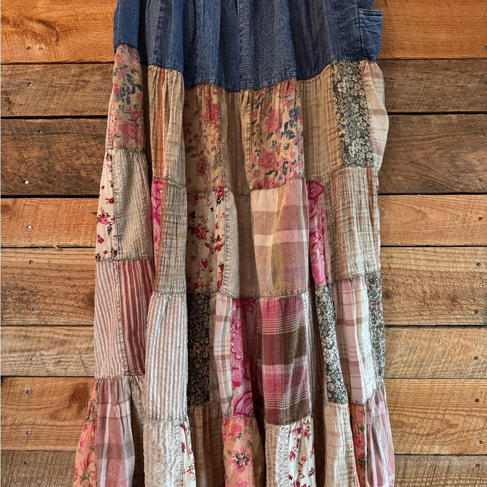 Young Threads Vintage Boho Patchwork Lined Skirt … - image 2
